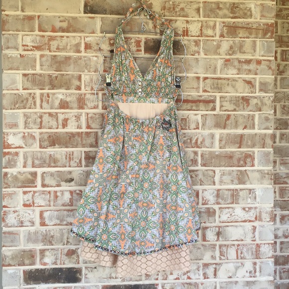 ANTHRO Odd Molly Boho Open-Back Halter Layer Dress - Picture 2 of 8